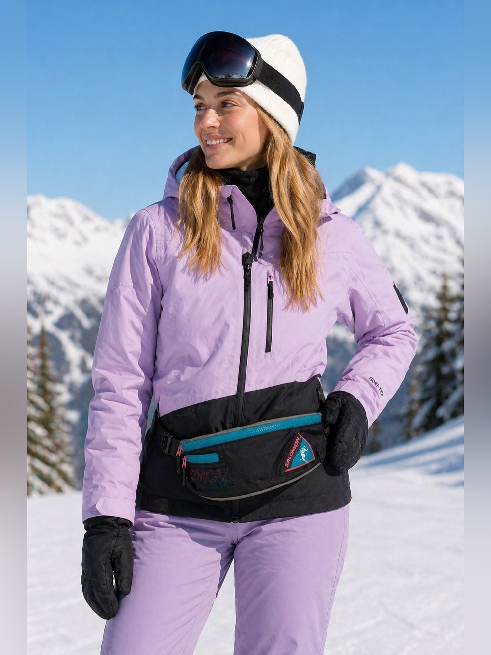 Salomon Vintage Black Teal Waist Bag Retro 90s Belt Bag Festival Running Pack